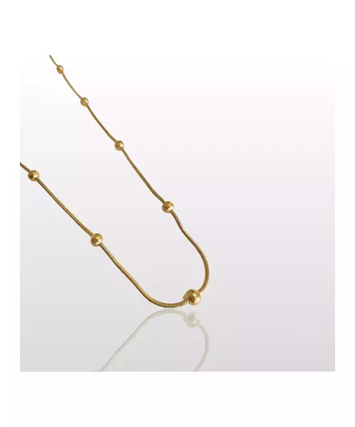 Round Snake with balls 45cm Necklace - Stainless Steel Gold Plated