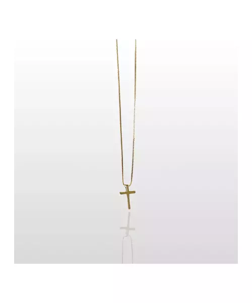 Plain Solid Cross Necklace - Silver 925 & Gold Plated - Yellow Gold Plated