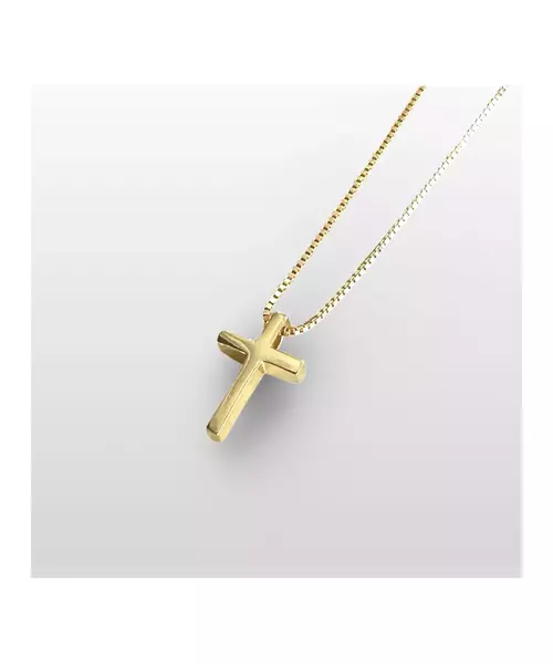 Plain Solid Cross Necklace - Silver 925 & Gold Plated - Yellow Gold Plated