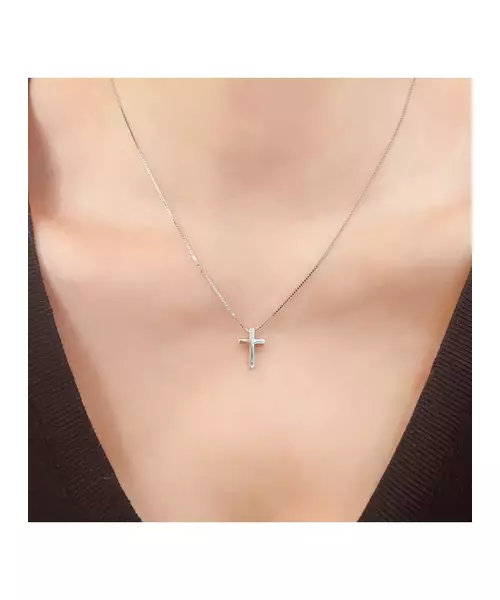 Plain Solid Cross Necklace - Silver 925 & Gold Plated - Yellow Gold Plated