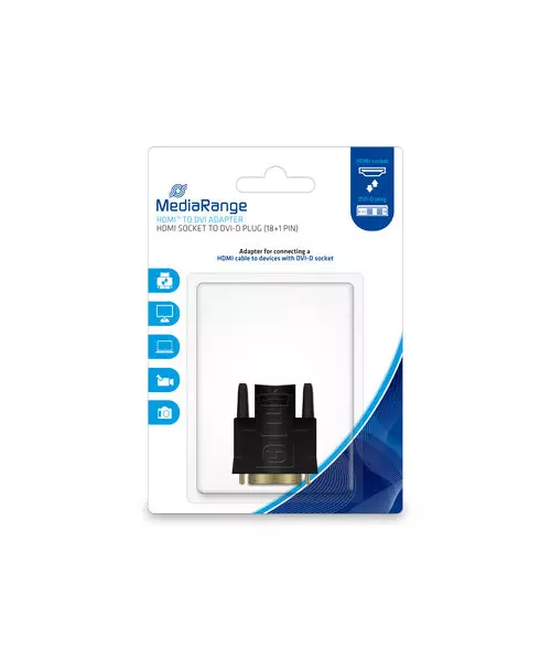 MediaRange HDMI™ to DVI adapter, gold-plated, HDMI socket/DVI-D plug (18+1 Pin)