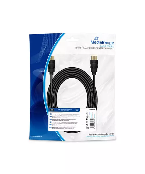 MediaRange HDMI™ High Speed with Ethernet connection cable, gold-plated contacts, 10.2 Gbit/s data transfer rate, 5.0m