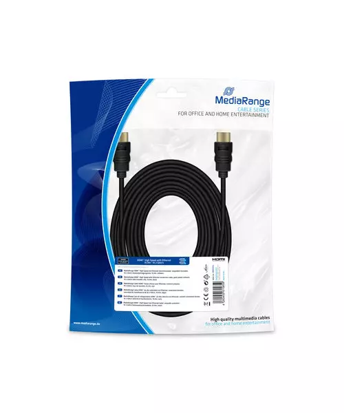 MediaRange HDMI™ High Speed with Ethernet connection cable, gold-plated contacts, 10.2 Gbit/s data transfer rate, 10.0m