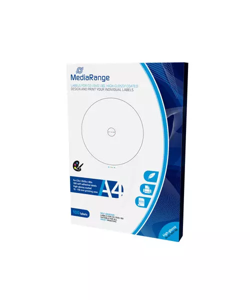 MediaRange Labels for CD|DVD|BD, 15-118mm, high-glossy, Pack 100