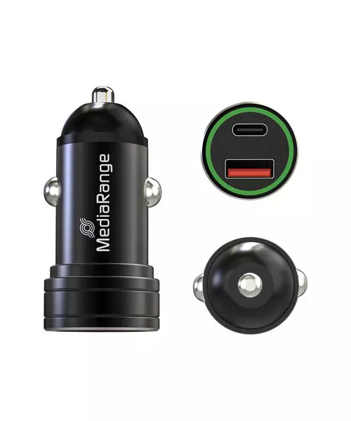 MediaRange 20W In-car charger with 1x USB-A and 1x USB-C