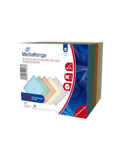 MediaRange 20-Pack CD Soft Cases Slim, Color (5x4)