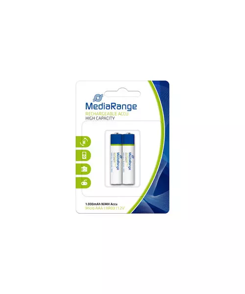 MediaRange High capacity rechargeable NiMH Accus, Micro AAA|HR03|1.2V
