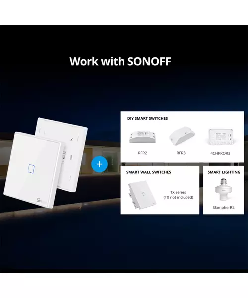 Sonoff T2EU1C-RF Smart Wall Touch Switch White (433MHz remote controller )