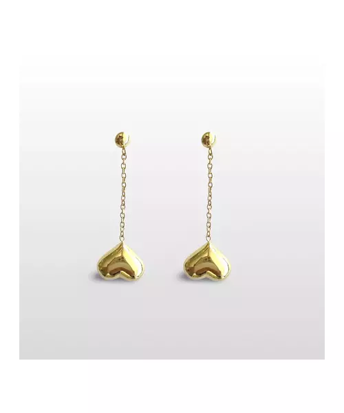 Long Heart Earrings - High quality Stainless Steel & Gold Plated - Silver