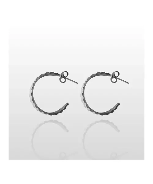 Half hoops stripes - High quality Stainless Steel & Gold Plated - Silver