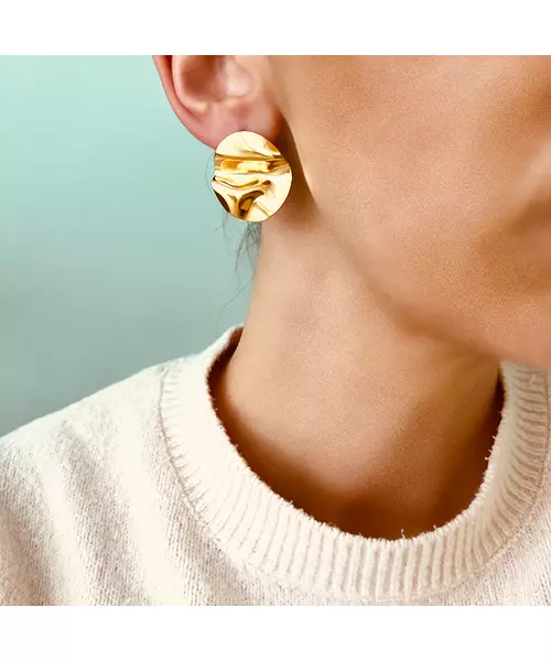 Embossed Earrings - High quality Stainless Steel & Gold Plated - Gold