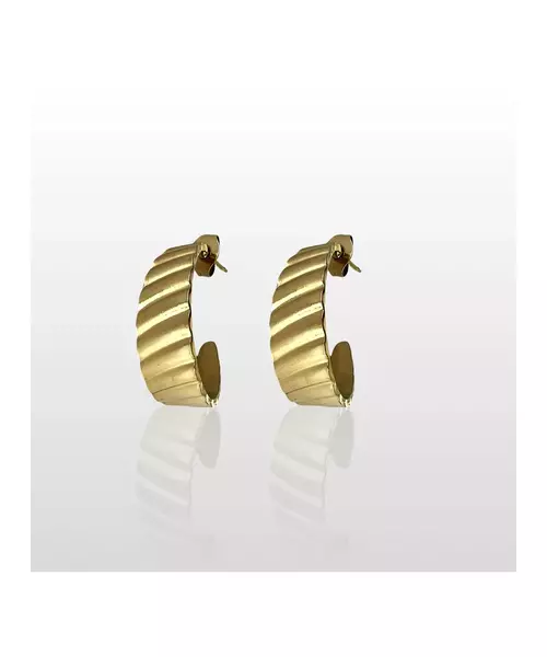 Half hoops stripes - High quality Stainless Steel & Gold Plated - Silver