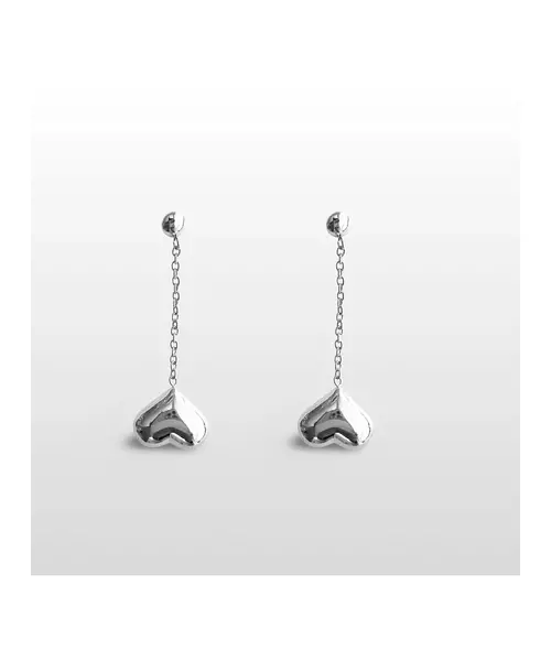 Long Heart Earrings - High quality Stainless Steel & Gold Plated - Silver