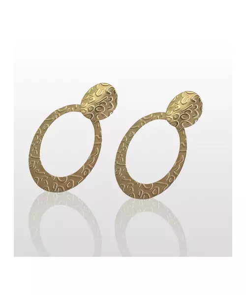 Hanging hoop Earrings - High quality Stainless Steel Gold Plated