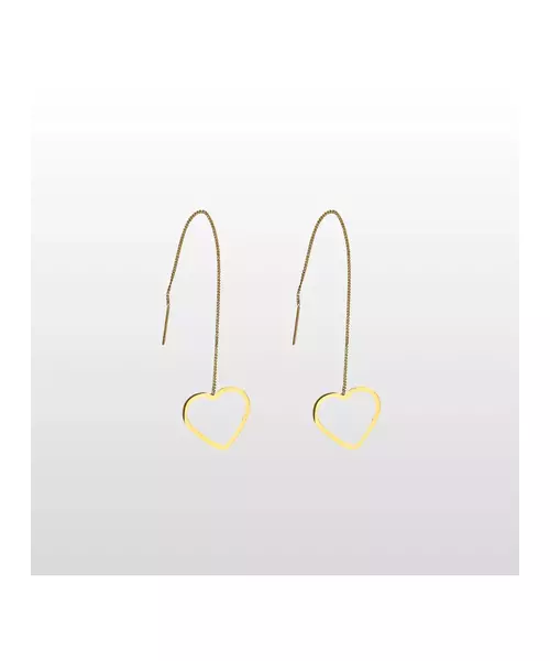 Heart on Chain Earrings - High quality Stainless Steel & Gold Plated - Gold