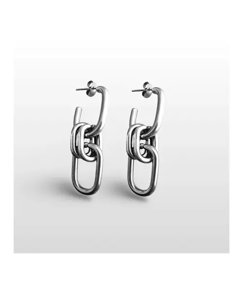 Multifunctional link chain Earrings - High quality Stainless Steel Gold Plated - Silver