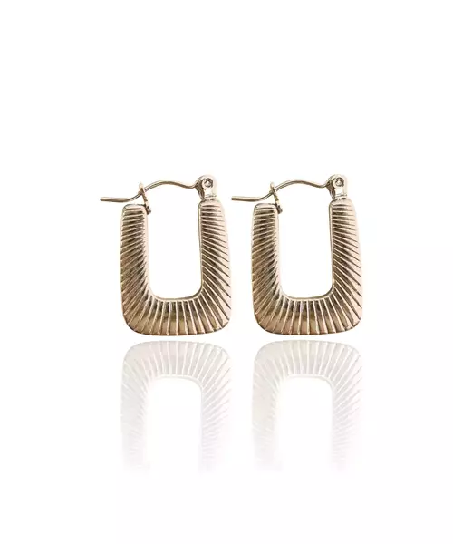 Hoops with line pattern - High quality Stainless Steel & Gold Plated - Silver