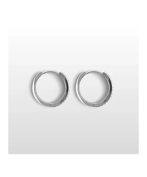 9ct White Gold Hoops with Zircons - 1.6cm