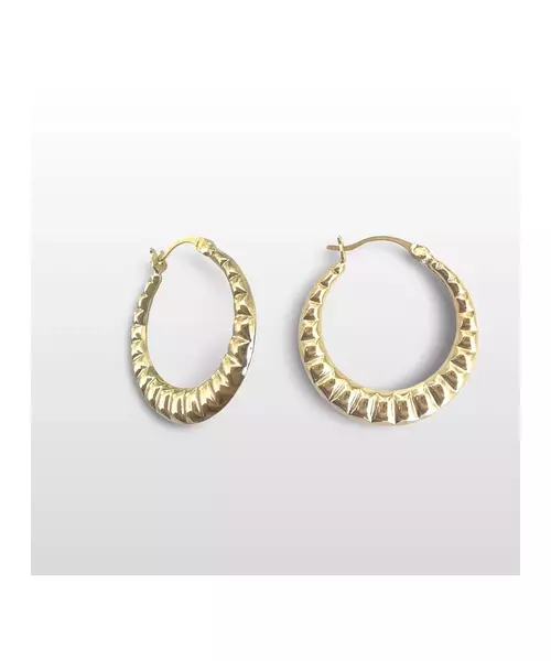 9ct Gold Hoops with lines