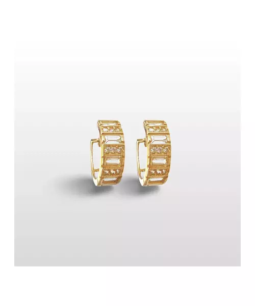 9ct Gold Hoops with Baguettes Zircons