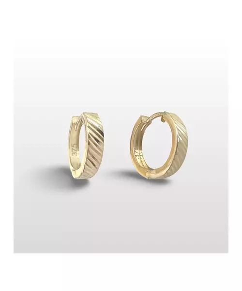 9ct Gold Hoops Diamond Cut - 1.6cm