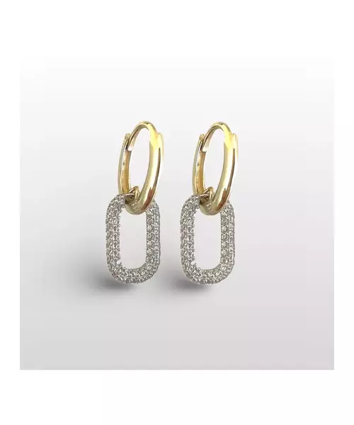 9ct Gold Hoops Link Chain with Zircons