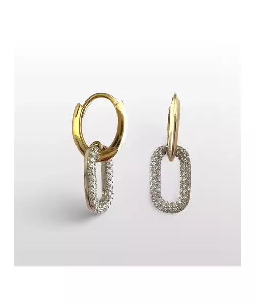 9ct Gold Hoops Link Chain with Zircons