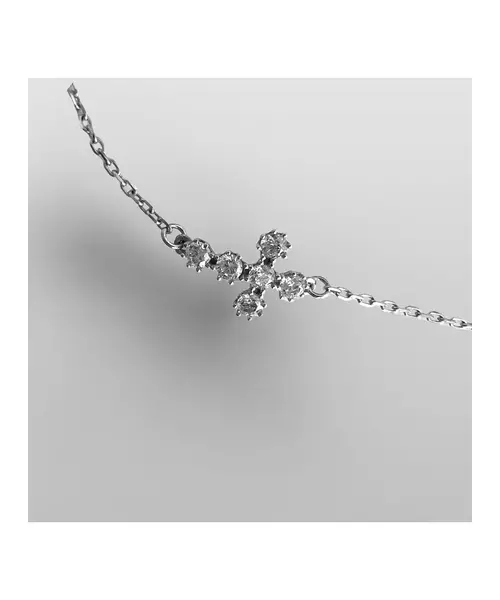 9ct White Gold Cross Bracelet with Zircons