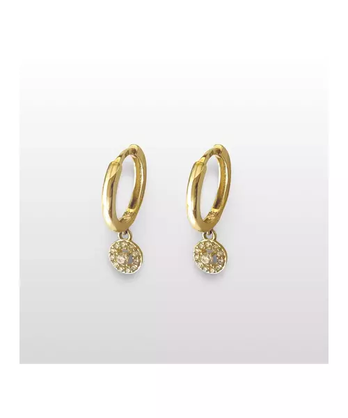 9ct Gold Hoops with Hanging Zircons Circle