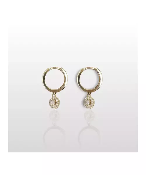 9ct Gold Hoops with Hanging Zircons Circle