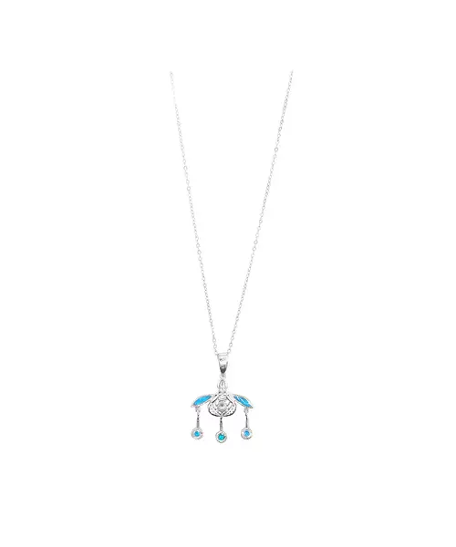 Melissa Blue Opal Necklace - Silver 925 and Gold Plated (Copy) - Adjustable Black String ( free of charge)