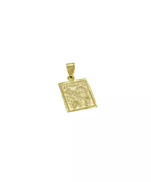 9ct Gold Pendant - Constantinato Double Face Diamond Shape with Pink Zircons (Copy) - No Chain(Only Pendant)