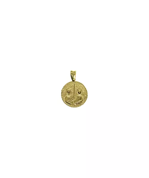 9ct Gold Pendant - Constantinato Double Face with Blue Zircons (Copy) - No Chain(Only Pendant)