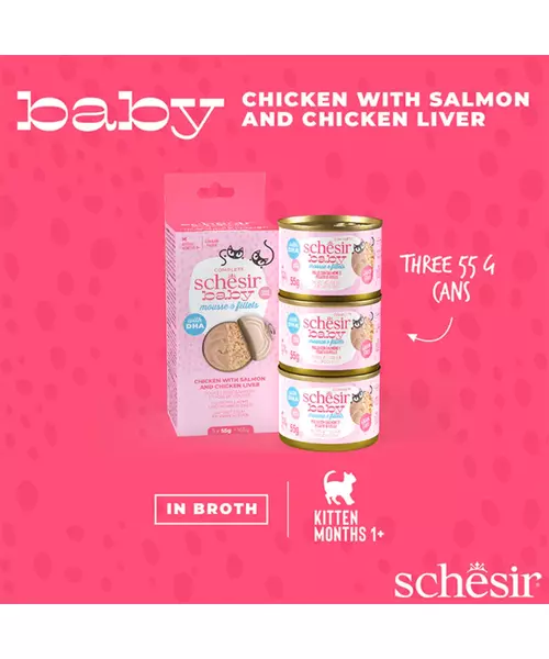 SR Cat Baby Ch/Sal/Liver Mousse&Shreds Cans 3x55gr