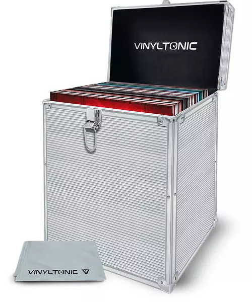 VINYL TONIC - 12'' SILVER VINYL STORAGE CASE WITH MICROFIBRE CLOTH VT02S