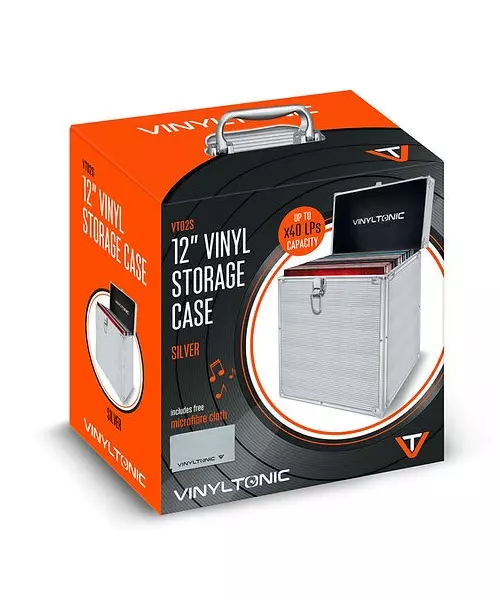 VINYL TONIC - 12'' SILVER VINYL STORAGE CASE WITH MICROFIBRE CLOTH VT02S