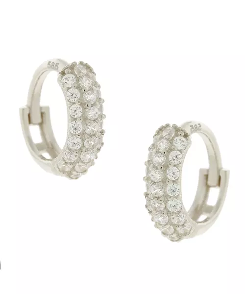 14K WHITE GOLD MINI HOOP EARRINGS