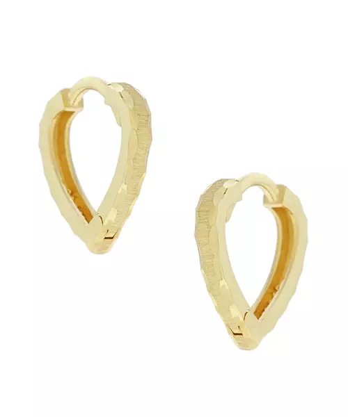 14K GOLD HEART SHAPE HOOP EARRINGS