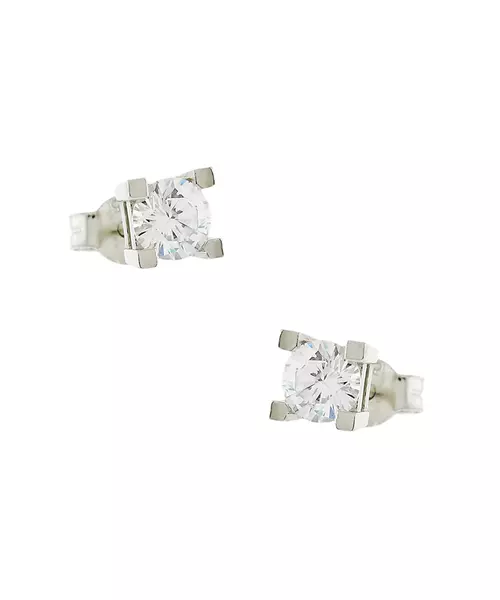 14K WHITE GOLD STATS EARRINGS