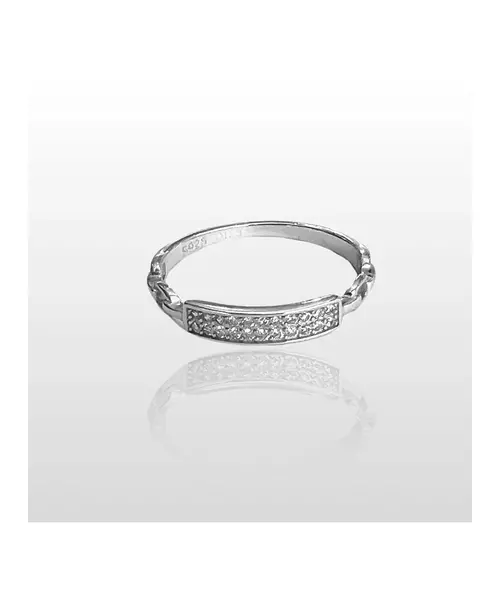 Plate with Zircons Ring - High quality Silver 925 & Gold Plated