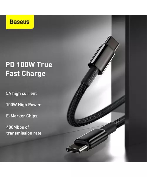 Baseus Gold Cable Type-C to Type-C 100W 1m Black