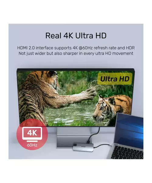 Unitek D1028A Type-C Hub 2x USB3.2 HDMI/Gb/PD100W