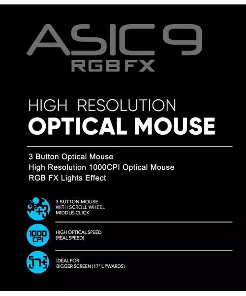 Alcatroz ASIC 9 RGB Wired Mouse Black