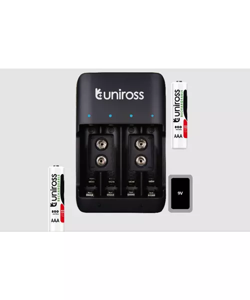 Uniross UCU004A USB Compact Multi Charger with 4x AA 2100 Batteries