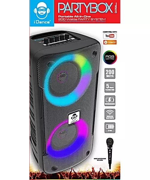 iDance DJX-100MK2 Portable Karaoke Speaker USB/BT Black