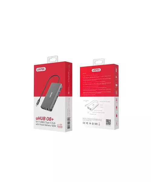 Unitek D1019A Type-C Hub USB3.1 with HDMI/VGA/GB/SD/PD100W