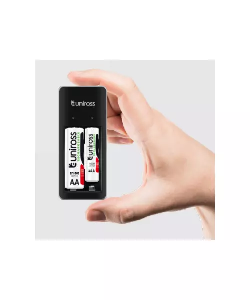 Uniross UCU001 USB Compact Mini Charger with 2x AA 1000 Batteries