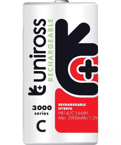 Uniross C 3000 Hybrio Rechargable Batteries 2 Pcs
