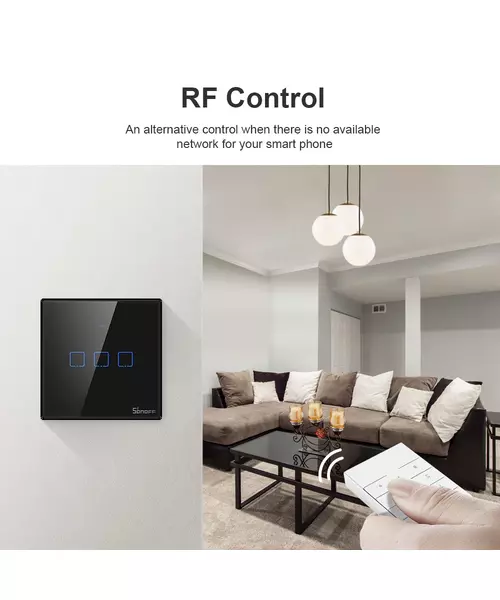 Sonoff T3 UK 3C WiFi Smart Wall Touch Switch Black
