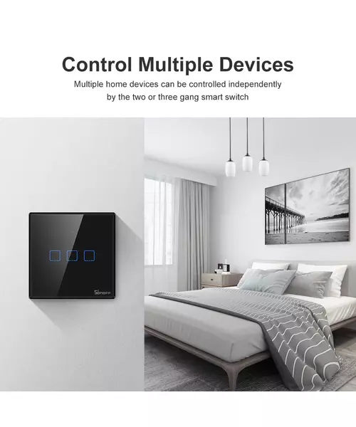 Sonoff T3 UK 3C WiFi Smart Wall Touch Switch Black